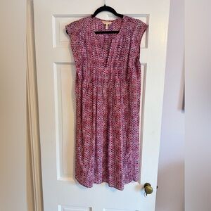 Rebecca Taylor V-Neck Shibori Dress in Pink, Blue, & White 100% silk! EUC!